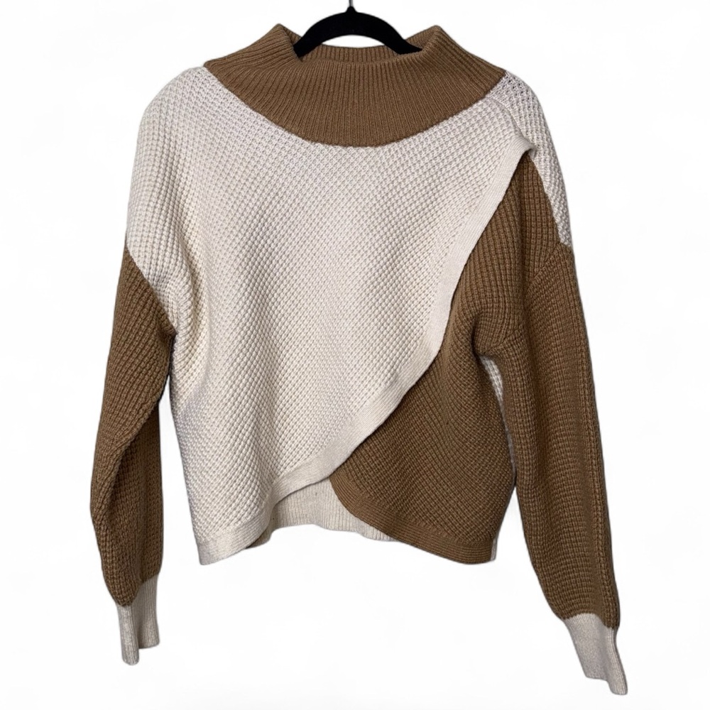 Express Two-Tone Cream and Brown Women's Sweater - Picture 2 of 6